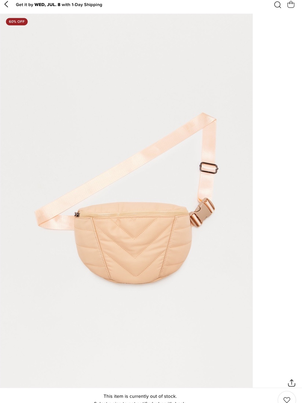 Fashion Nova Quilted Peach Mini Belt Bag